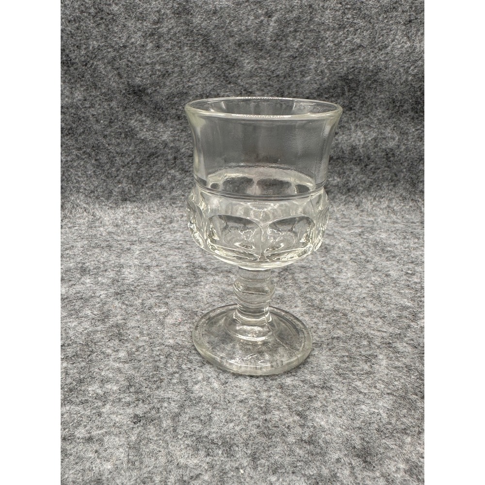 Vintage Clear Pressed Glass Thumbprint Goblet Footed Wine, Sherry